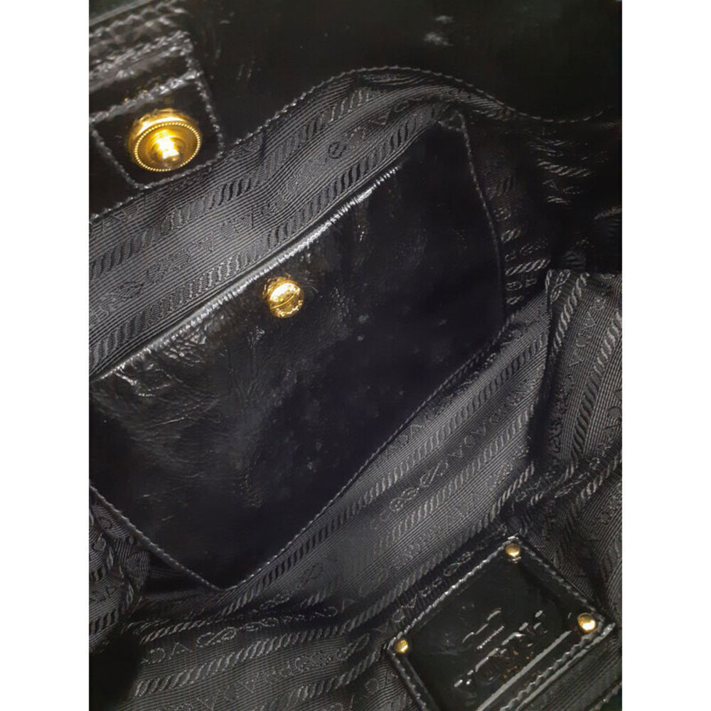 Prada Tessuto leather Shoulder trimmed patent Black tote bag - Picture 9 of 9